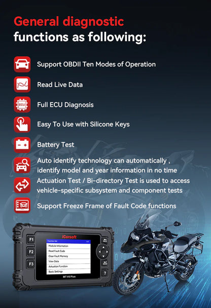 MT V6 Plus iCarsoft Motorcycle Diagnostic Tool