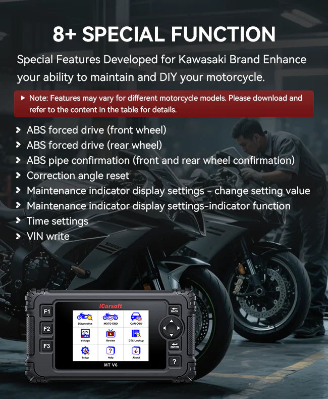 KAWASAKI MT V6 iCarsoft Motorcycle Diagnostic Tool
