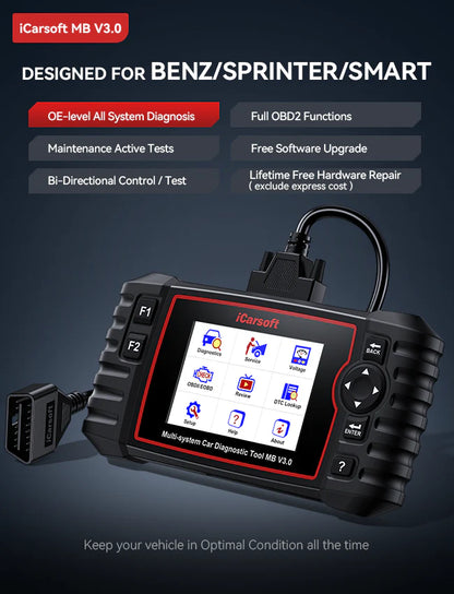 iCarsoft MB V3.0 Car Diagnostic Tool For Mercedes-Benz/Sprinter/Smart