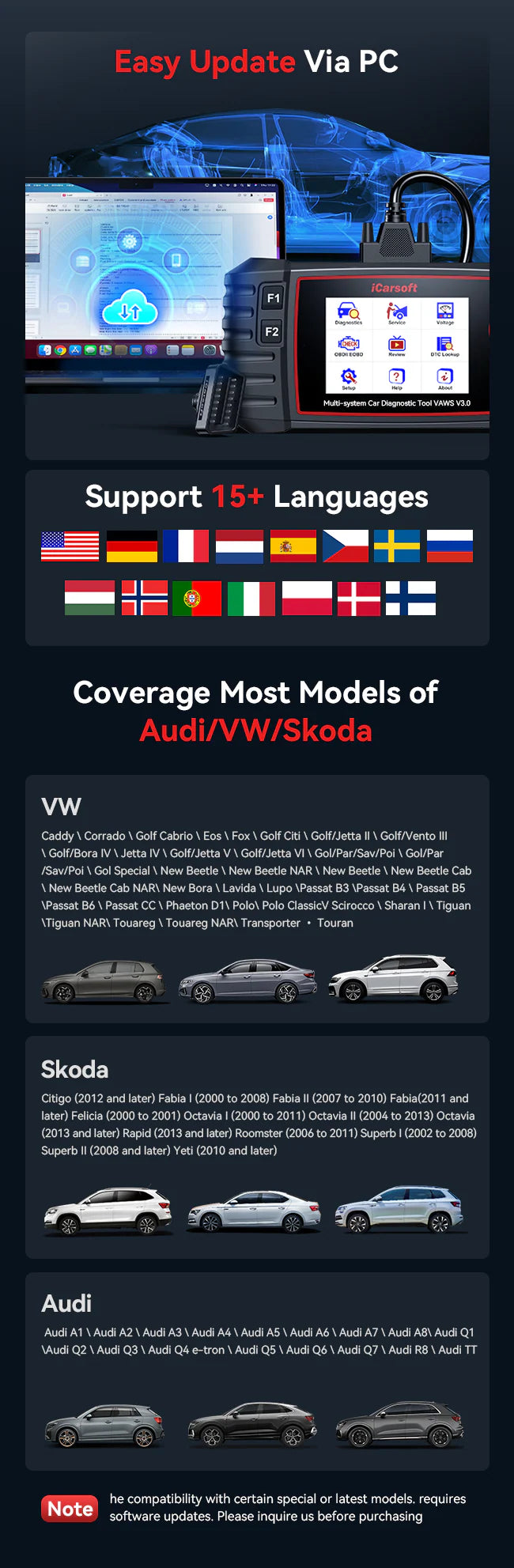 iCarsoft VAWS V3.0 Car Diagnostic Tool For Audi/VW/Skoda