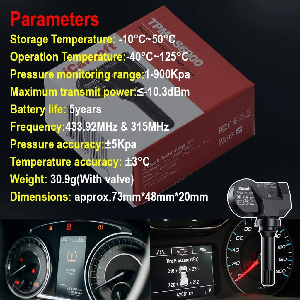 x4 iCarsoft TPMS - OEM A0009057205 Pre-Programmed For M.BENZ A-Class B-Class CLA EQA GLA GLB GLE GLS Sprinter (Copy)