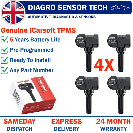 4X iCarsoft - Pre-Coded Tpms Tire Pressure Sensor For Mercedes-Benz Vito Tourer Vario V-ClassOEM A4479050500 (Copy)